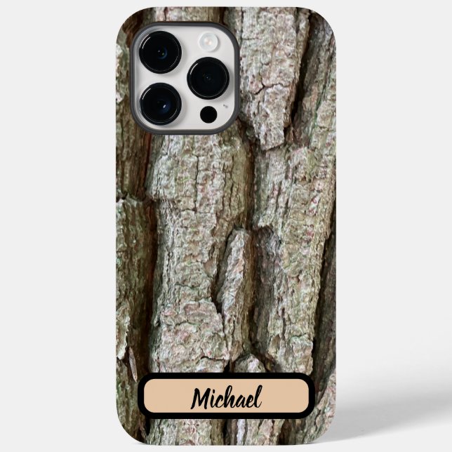 New Old Oak Tree Bark Photo and Name iPhone Case-Mate iPhone Case (Back)