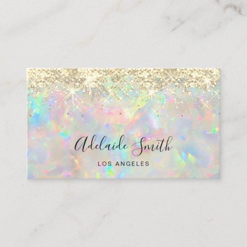 new opal gemstone faux glitter business card