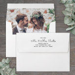 New or Future Mr & Mrs Photo Lined Return Address Envelope<br><div class="desc">Add an elegant finishing touch to wedding invitations, announcement cards, save the dates, and thank you notes with simply stylish "new or future Mr & Mrs" photo-lined pre-addressed envelopes. The picture and all wording on this template are simple to customize, making these envelopes suitable for an engaged couple as well...</div>