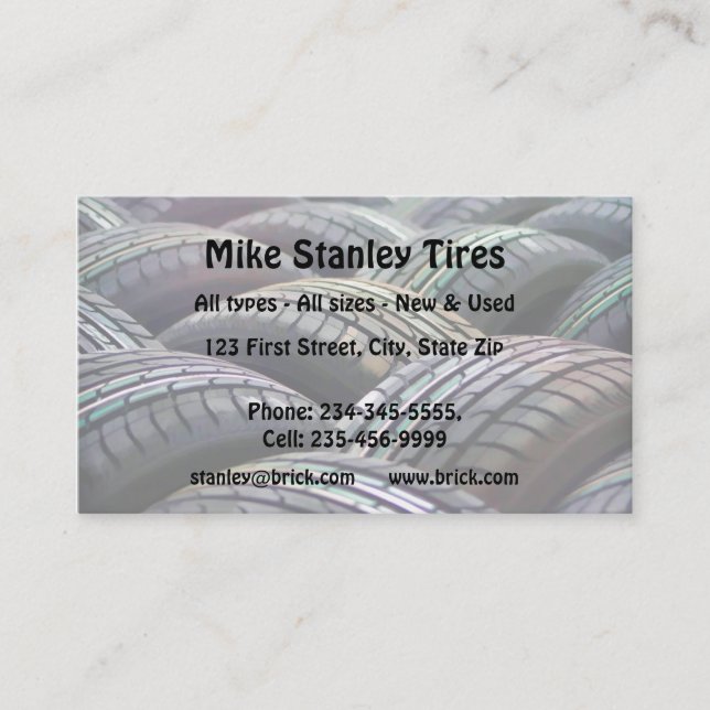 New or  Used Tire sales Custom Business Card (Front)