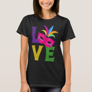 New Orlean Carnival Pink Mask Party Outfit Love Ma T-Shirt