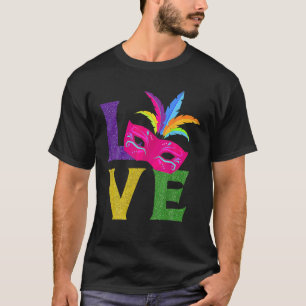 New Orlean Carnival Pink Mask Party Outfit Love Ma T-Shirt