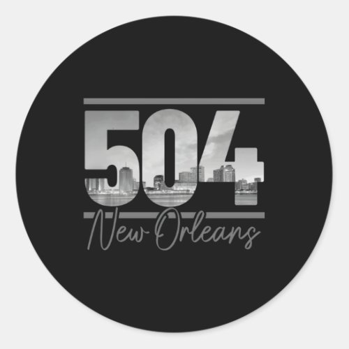 New Orleans 504 Area Code Skyline Louisiana Classic Round Sticker