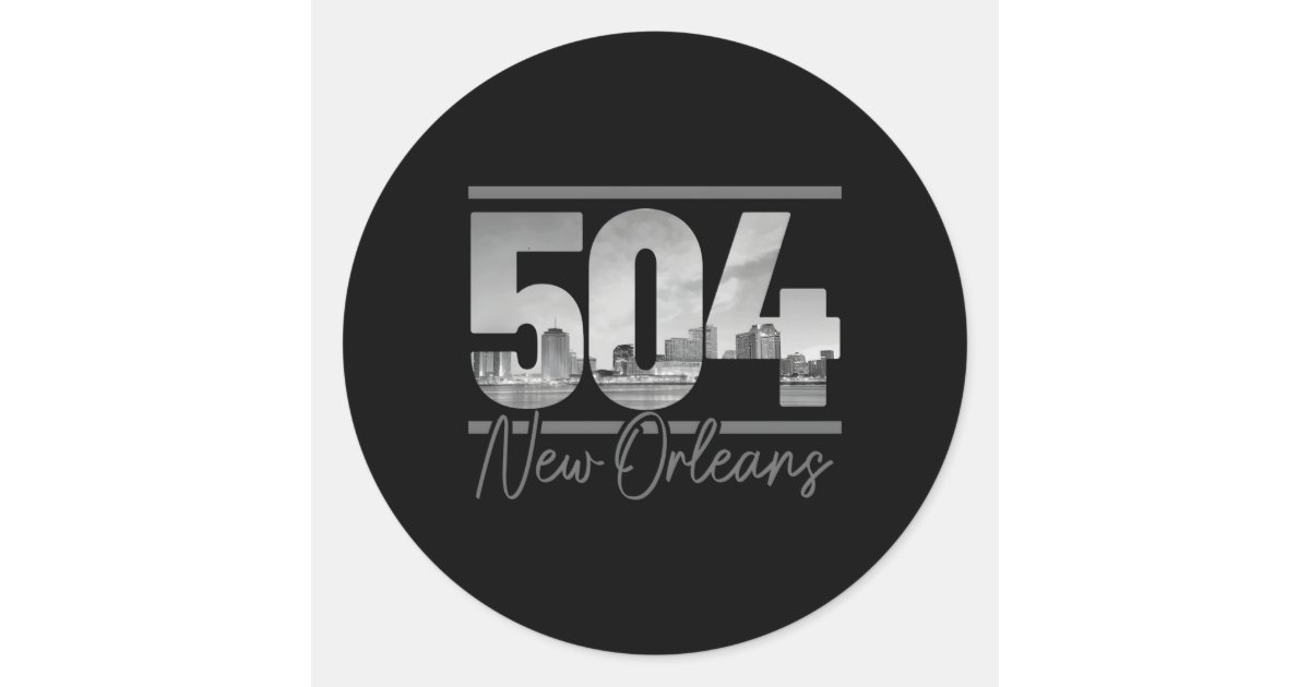 New Orleans 504 Area Code Skyline Louisiana Classic Round Sticker | Zazzle