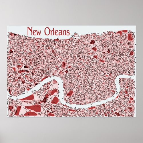 New Orleans Abstract Map Poster