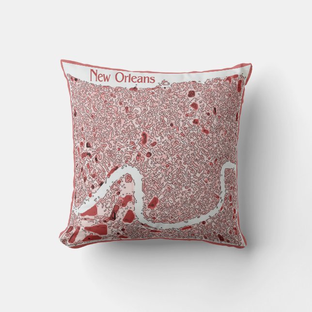 New Orleans Abstract Map Throw Pillow (Front)
