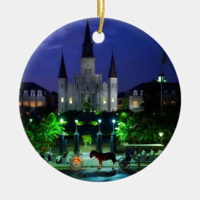 New Orleans at Night Ceramic Ornament (Front)