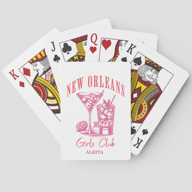 new orleans bachelorette pink cocktail poker cards (Back)