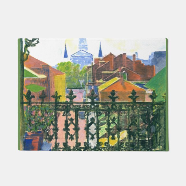 New Orleans Balcony, with church Doormat (Front)