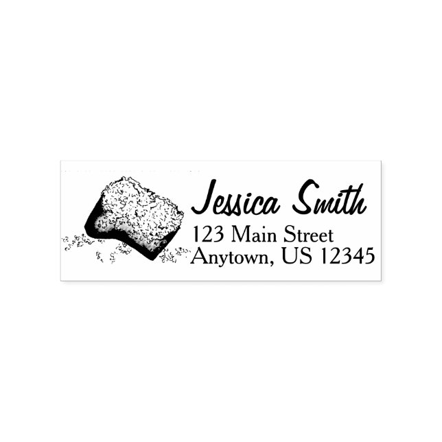 New Orleans Beignet Pastry Personalized Address Rubber Stamp (Imprint)