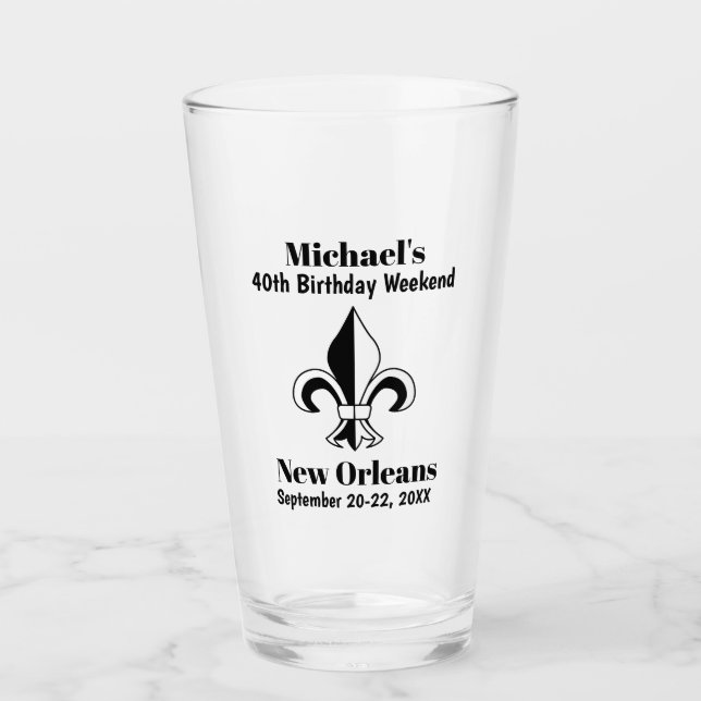 New Orleans Birthday Party Weekend Trip Beer Pint Glass (Front)