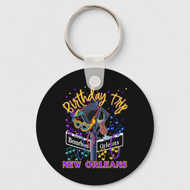 New Orleans Birthday Trip French Quarter Girls Tri Keychain (Front)
