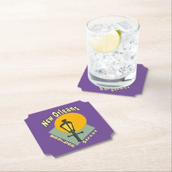 New Orleans Bourbon St. Designs Paper Coaster by figstreetstudio at Zazzle