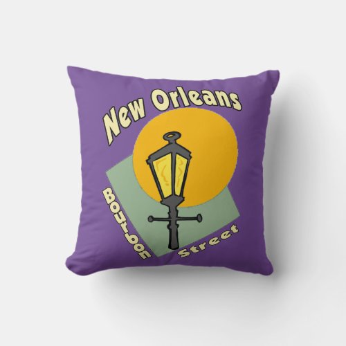 New Orleans Bourbon St Throw Pillow