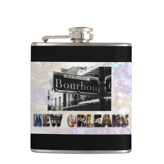 New Orleans Bourbon Street Beads NOLA Flask (Front)