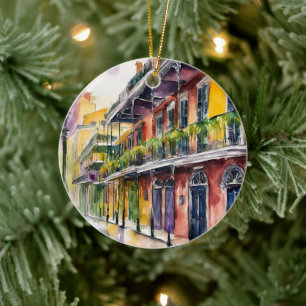 New Orleans Bourbon Street Ceramic Ornament