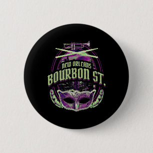 New Orleans Bourbon Street Mardi Gras French Quart Button