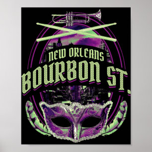 New Orleans Bourbon Street Mardi Gras French Quart Poster