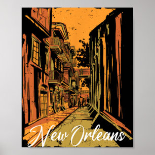 New Orleans Bourbon Street Souvenir French Quarter Poster