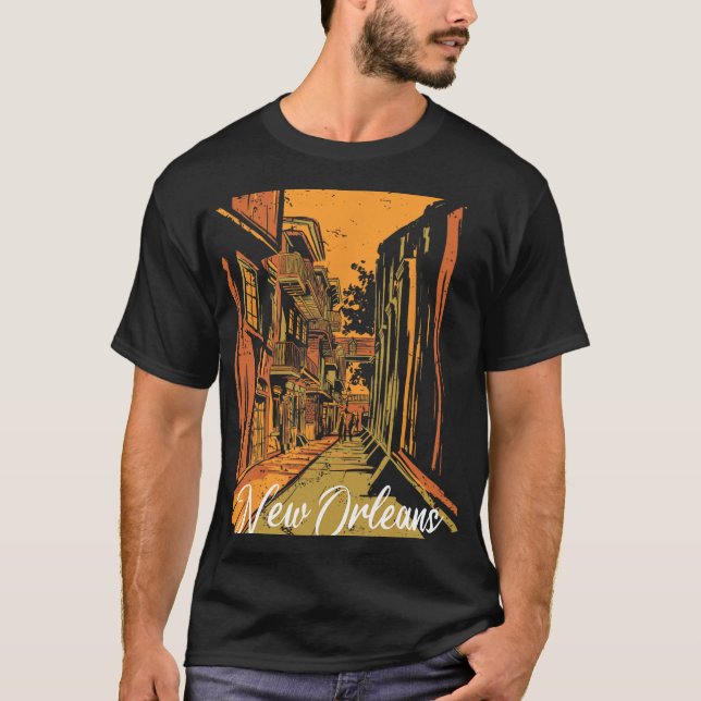 New Orleans Bourbon Street Souvenir French Quarter T-Shirt (Front)