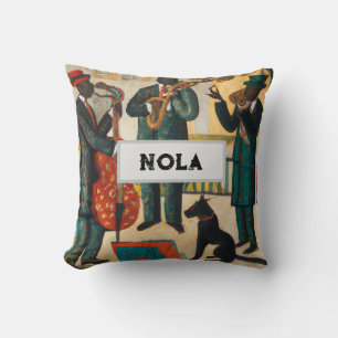 New Orleans Cajun Jazz Trio Throw Pillow