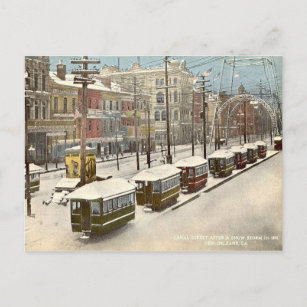New Orleans Canal St Snow 1895 Postcard