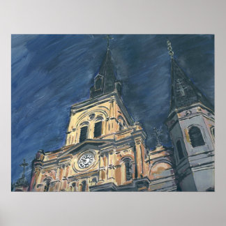 New Orleans Cathdedral at Night Poster