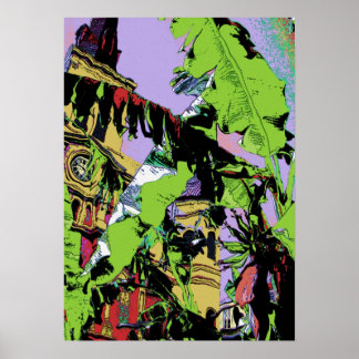 New Orleans Cathedral and Banana Trees Poster