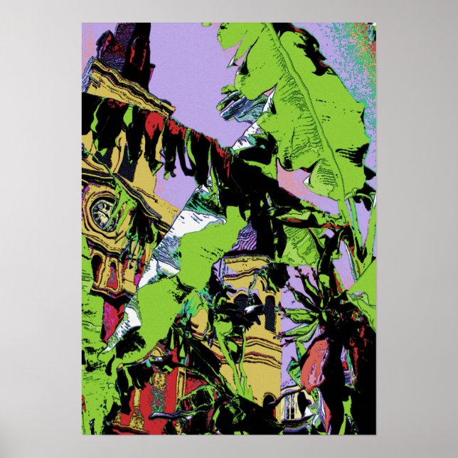 New Orleans  Cathedral and Banana Trees Poster (Front)
