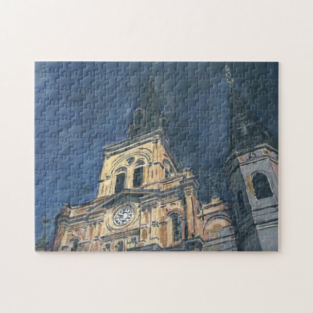 New Orleans Cathedral at Night Jig Saw Jigsaw Puzzle (Horizontal)