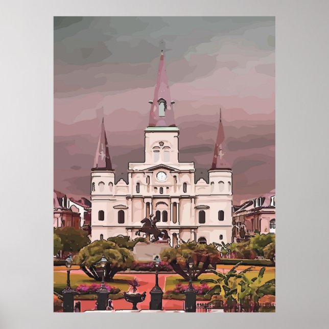 New Orleans Cathedral (Pinkish) Poster (Front)