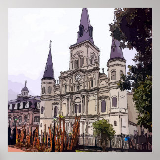 New Orleans Cathedral Winter Poster