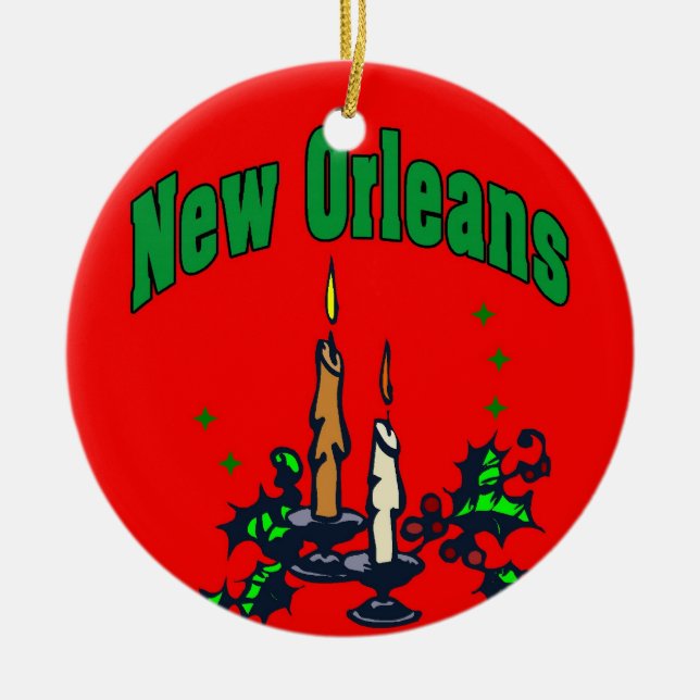 New Orleans Christmas Tree Ceramic Ornament (Front)