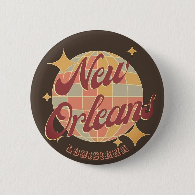 New Orleans City Louisiana Retro Vintage  Button (Front)