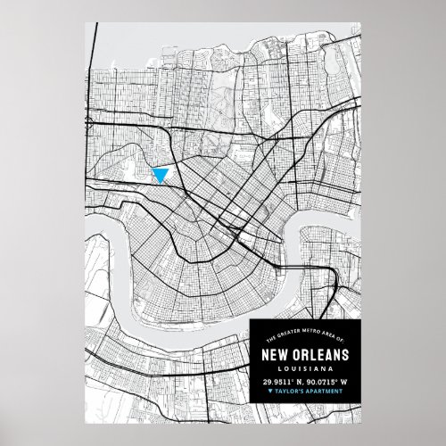 New Orleans City Map  Mark Your Location  Poster