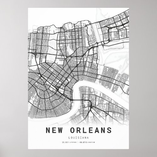New Orleans City Map Poster
