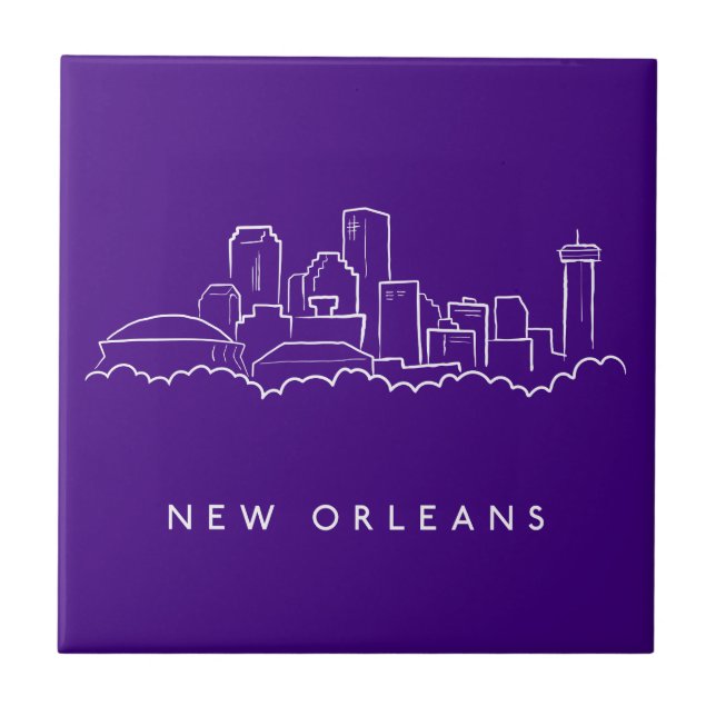 New Orleans City Skyline Ceramic Tile (Front)
