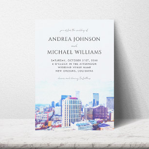 New Orleans City Skyline Destination Wedding Invitation