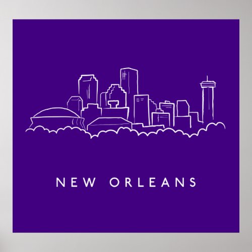 New Orleans City Skyline Poster