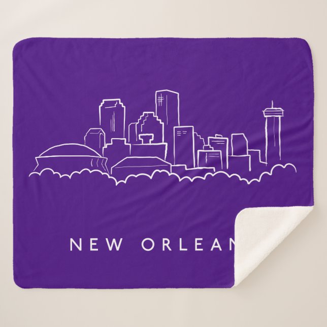 New Orleans City Skyline Sherpa Blanket (Front (Horizontal))