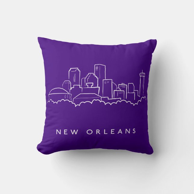 New Orleans City Skyline Throw Pillow (Front)
