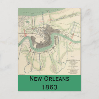 New Orleans Civil War Map 1863 Postcard
