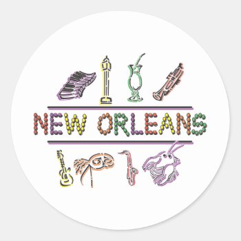 New Orleans Classic Round Sticker by Incatneato at Zazzle