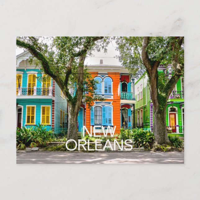 New Orleans Colorful Houses Travel Postcard (Front)