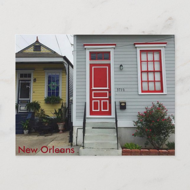 New Orleans Colorful Shotgun Houses Postcard (Front)