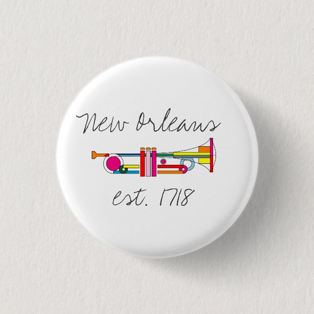 "New Orleans" Cool Jazz Trumpet Button (Front)