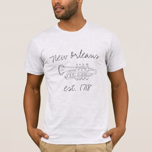 New Orleans Cool Jazz Trumpet Handwrite est 1718 T_Shirt