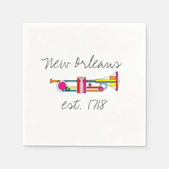 "New Orleans" Cool Jazz Trumpet Napkins (Front)