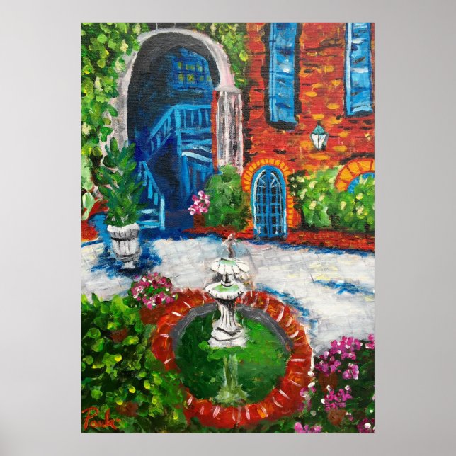 NEW ORLEANS COURTYARD 20" x 28" ART POSTER (Front)