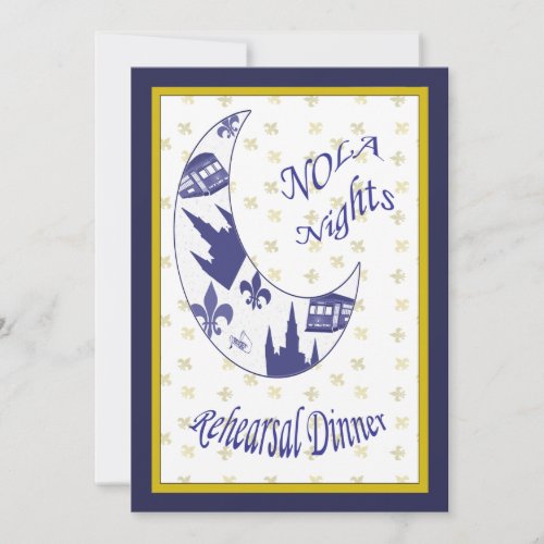 New Orleans Crescent Moon Rehearsal Dinner Invite